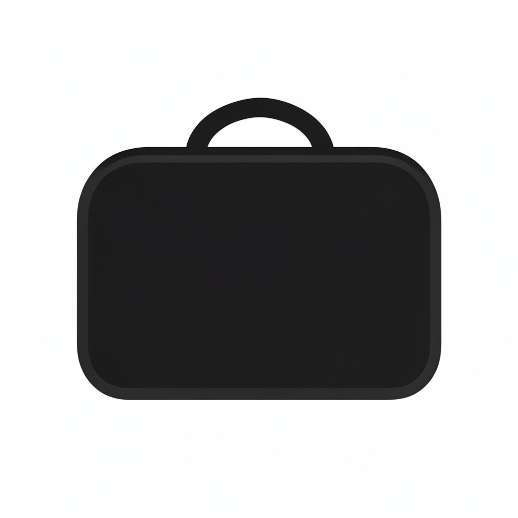 Flat vector illustration of a black double-zip makeup bag with red trim