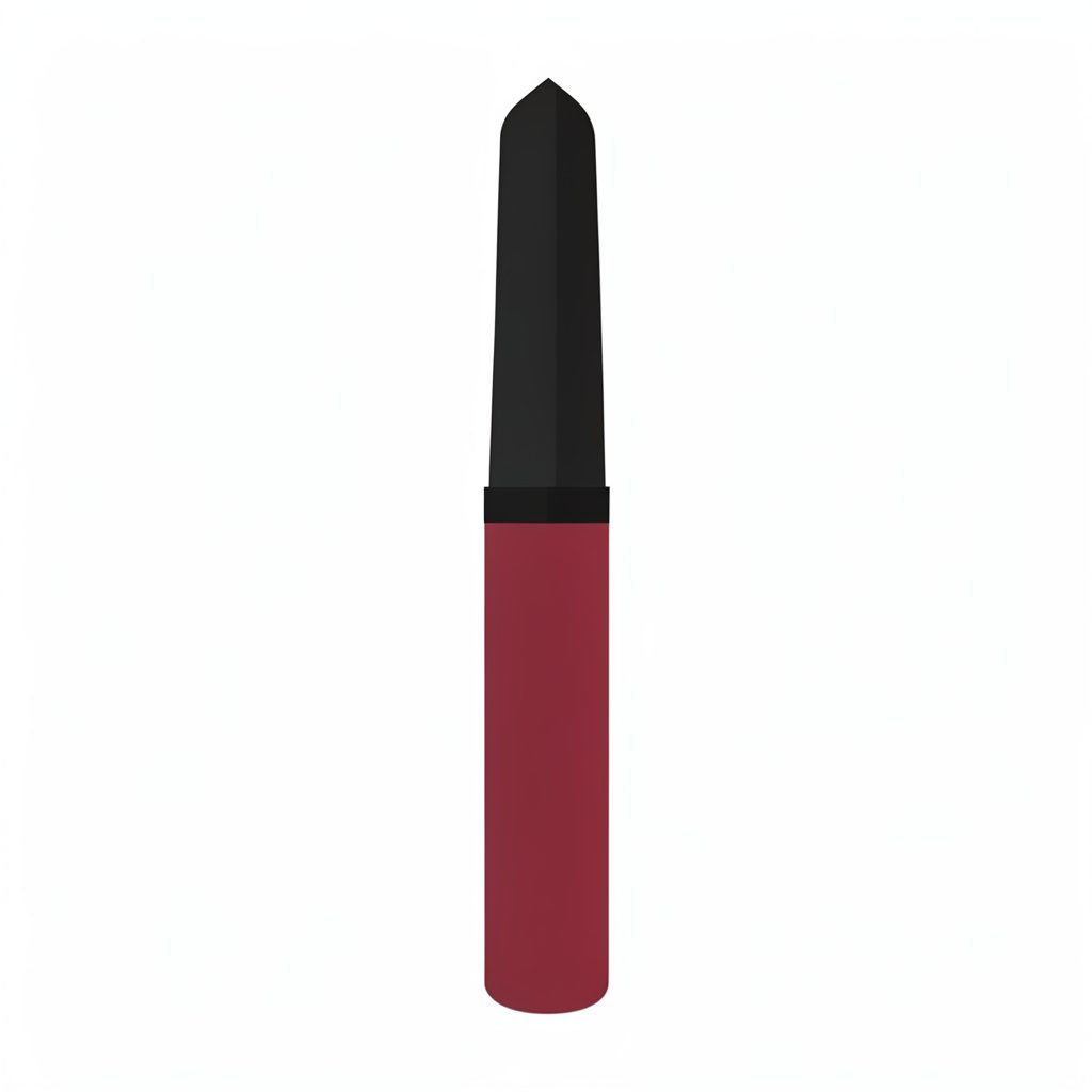 Flat vector illustration of a black felt-tip eyeliner pen lying across a deep red surface, conveying a precise and editorial mood.